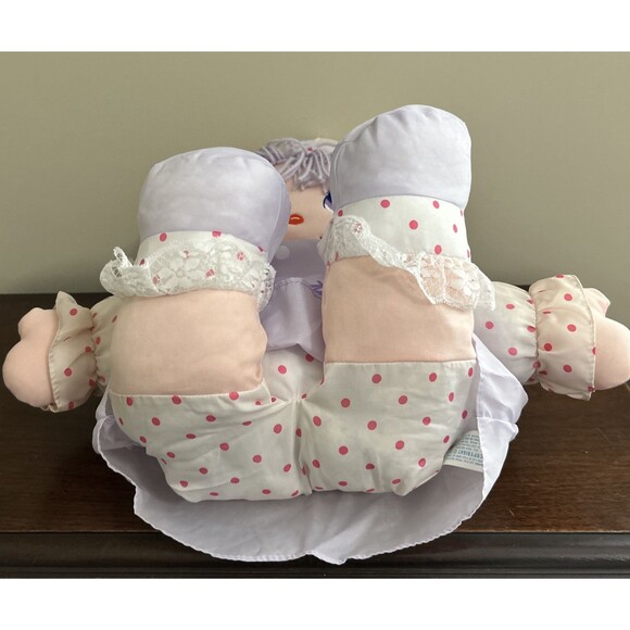 Vintage DOLLY MINE Plush Doll Purple Dress Eyes Hair Cherries Pink Dots 22" - Picture 9 of 10